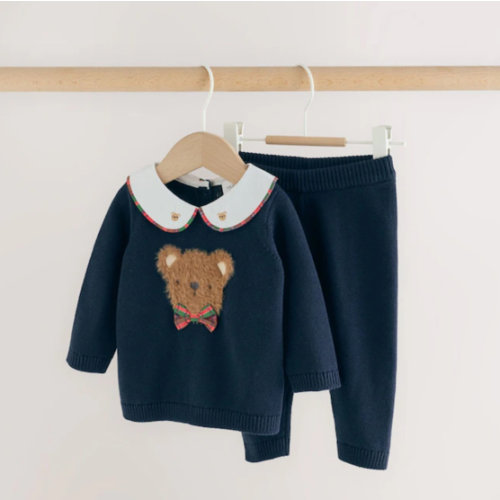 Buy Navy Blue Bear Knitted Jumper and Leggings Baby Set (0mths-2yrs) from Next USA