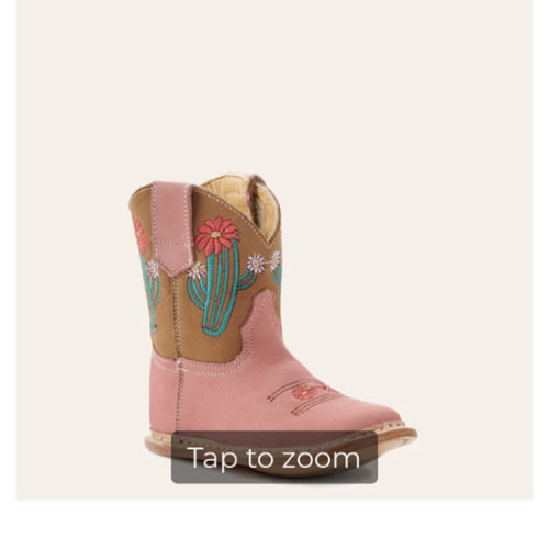 Roper Infant Cowbaby Pink Cactus Round Toe Boot