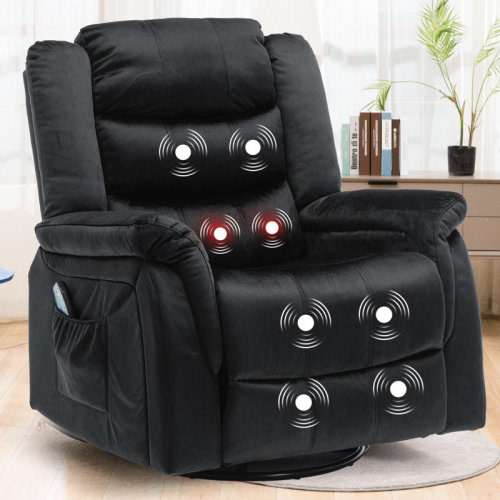 Ebern Designs Recliner Chair Massage Rocker With Heat And Massage Reclining Chair 360 Degree Swivel Rocking Chair Home Theater Seating Side Pocket & Reviews | Wayfair
