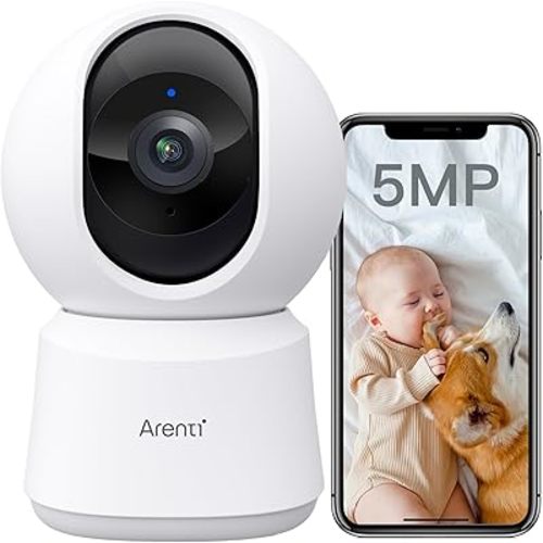 ARENTI 360° View 5MP Indoor Security Camera, 5G&2.4G WiFi 6 Baby Monitor, Pet Camera with Phone App, Motion Tracking, Sound Detection, Night Vision,Two-Way Audio, Works with Alexa (P2F)