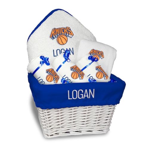 Newborn & Infant New York Knicks White Personalized Medium Gift Basket