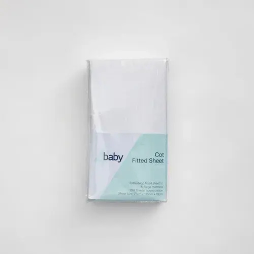 4Baby Sateen Cot Fitted Sheet New White 2 Pack | Baby Bunting AU