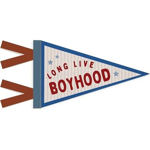 Long Live Boyhood Banner Felt，Vintage Boy Nursery Decor，Long Live Boyhood Felt Banner Nursery Playroom Wall Decor for Boys Bedroom Toddler Decorations Teen Boy Room Kid