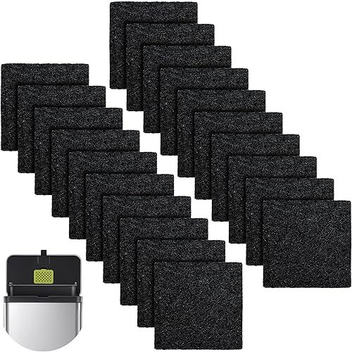 20 Packs 3.15x3.15x0.32 Inch Odor Absorbing Filter Refills for EKO Trash Cans, Activated Charcoal Deodorizer Compatible with EKO Step & Touchless Garbage Cans with Built-in Filter Compartment