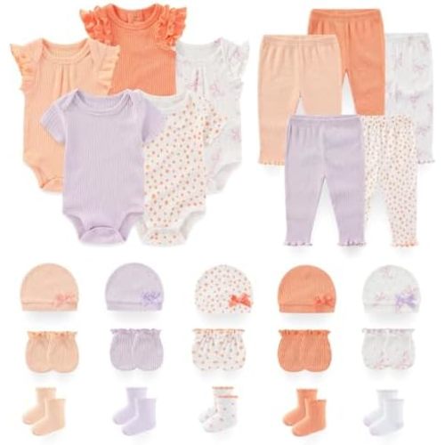Unisex Baby Boy Girl Pant Sets Bodysuits Hats Gloves Socks Accessories 25 Pack Cotton Infant Practical Outfit