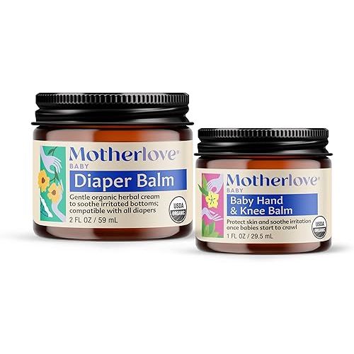 Motherlove Baby Body Care—Diaper Balm (2 oz) and Baby Hand & Knee Balm (1 oz)—Herbal Remedies for your Baby—USDA Organic & Cruelty Free