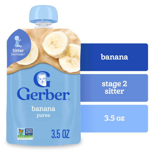 Gerber Stage 2 Baby Food, Banana Puree, 3.5 oz Pouch
