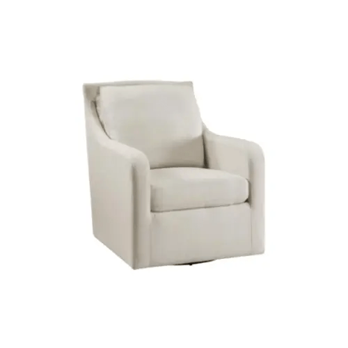 Edelia Beige White Fabric Swivel Armchair