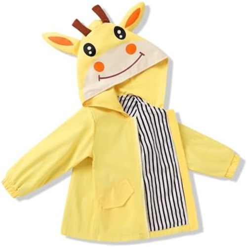 YOUNGER TREE Toddler Baby Boy Girl Duck Raincoat Cute Cartoon Hoodie Zipper Coat Outfit