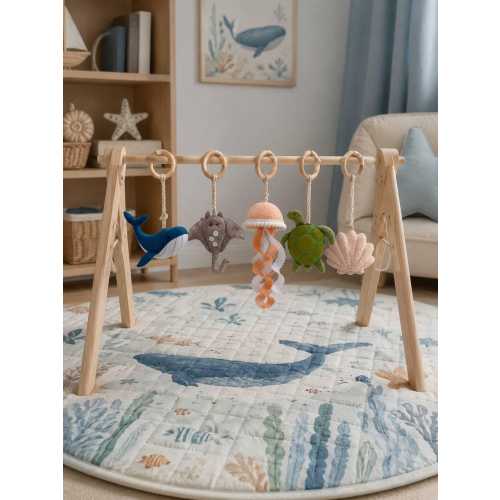 Stingray- Ocean Baby Gym Toys Set β Montessori Hanging Toys for Wooden Baby Gym