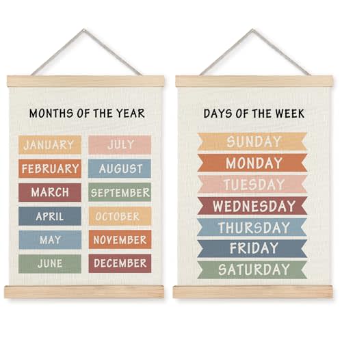 Supwhd Days of the Week Posters for Classroom, Days of the Week Learning Posters Wall Decor for Nursery Kids Room Playroom Classroom Preschool, Days of the Week Poster Hanger Frame, 12x16