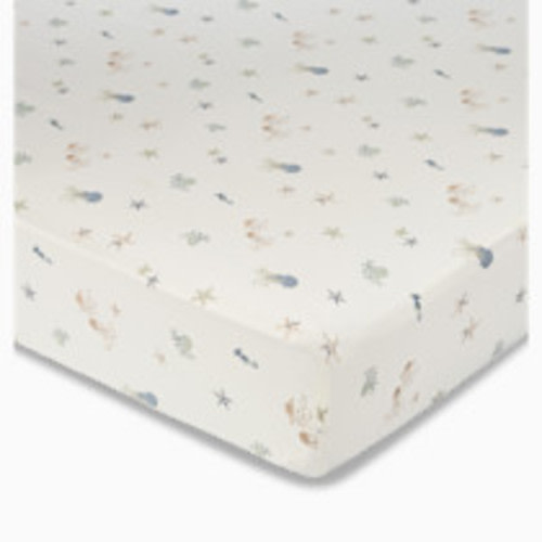 Crane Baby Cotton Sateen Crib Fitted Sheet - Cove Sea Life