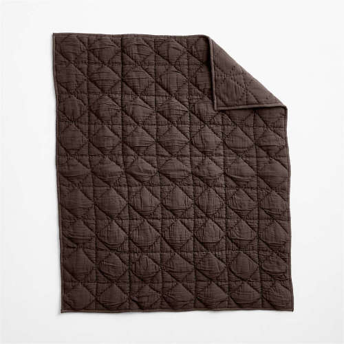 Supersoft Snuggle Puff Cacao Brown Organic Cotton Gauze Baby Crib Quilt