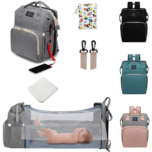 ANWTOTU Baby Diaper Bags with Changing Station,Waterproof Diaper Bag Backpack for Moms Dads with USB Charging Port,Large Capacity Multifunctional Baby Essentials(Grey)