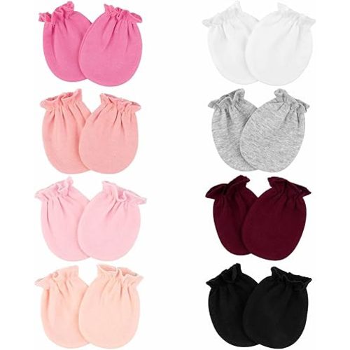 8 Pairs Baby Mittens Unisex, Newborn Mittens No Scratch Cotton Mitten, Newborn Essentials for 0-6 Months Boys Girls