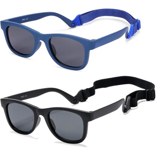 COASION Bendable Flexible Polarized Newborn Baby Sunglasses with Strap for Infant Boys Girls Age 0-12 Months CA8042