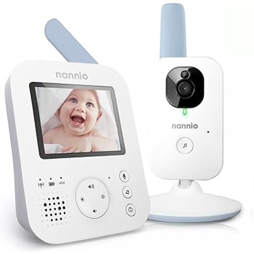 nannio Hero 2 Video Baby Monitor with Camera & Audio, HD Video, 2-Way Audio, Night Vision, Voice Activation, Lullabies, Plug-and-Play, Secure Transmission, No WiFi, 12 Month Warranty, Ideal Baby Gift