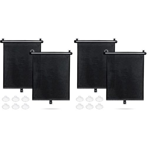 Car Window Shade for Side Windows, 4 Pack Sun Shade Retractable for Car Blocks Heat and UV Rays Glare Protection Roller Sunshade Visor for Baby, Kids, Pets, Passengers