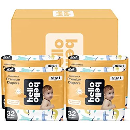 Hello Bello Premium Baby Diapers Size 1 I 128 Count of Disposable, Extra-Absorbent, Hypoallergenic, and Eco-Friendly Baby Diapers with Snug and Comfort Fit I Surprise Girl Patterns