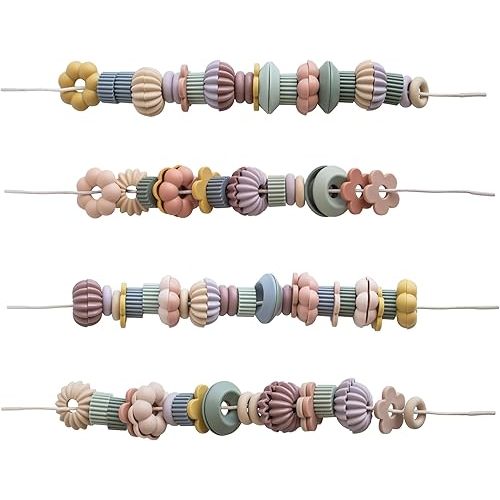 mushie Bead Lacing Toy Set | Montessori Fine Motor Skills Toy for Toddlers 18 Months+ | 54 Pieces