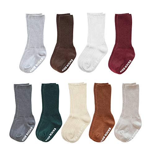VWU Baby Crew Socks with Grips Unisex Toddler Infant Cotton tube Socks 0-5 Years