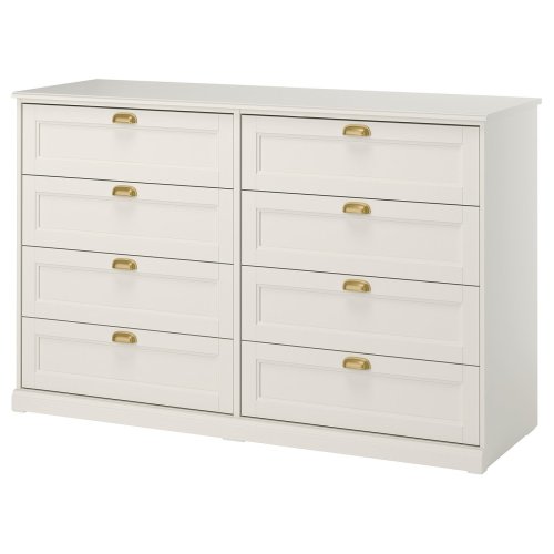 FÅGELFJÄLLET 8-drawer dresser - off-white 63x20 1/8x39 3/4 "