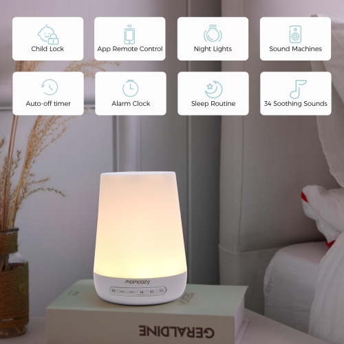 Momcozy Baby Sound Machine with Nightlight, Timer, 34 Soothing Sounds, White Noise, App Control