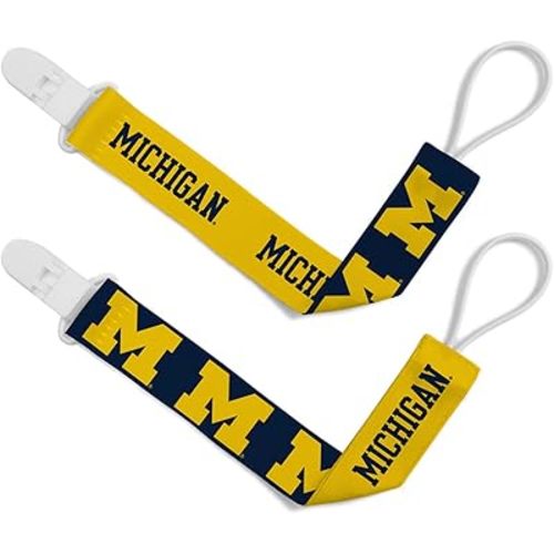 BabyFanatic Officially Licensed Unisex Pacifier Clip 2-Pack - NCAA Michigan Wolverines - Officially Licensed Baby Apparel
