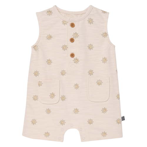 Modern Moments by Gerber Baby Boy Sleeveless Slouch Henley Romper with Pockets, Sizes 0/3 Months - 24 Months