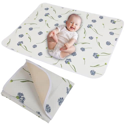 Baby Diaper Changing Pad, 19.7"x25.6" Waterproof Changing Pad Liners with 100% Muslin Cotton Front Top and Leather Back, Soft and Absorbent Portable Changing Mat for Travel, Changing Station