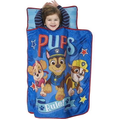 Paw Patrol We're a Team Toddler Nap-Mat Set– Quilted Nap Mat with Built-in Pillow and Plush Blanket – Portable Nap Mat for Daycare, Preschool, Sleepovers & Travel – for Boys or Girls