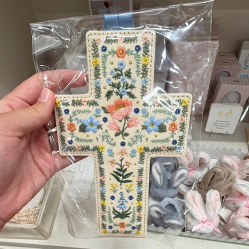 Rosette Embroidered Cross