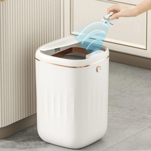 Homary Automatic Touchless Motion Sensor Trash Can White Smart Garbage Can for Bathroom Kitchen | Wayfair