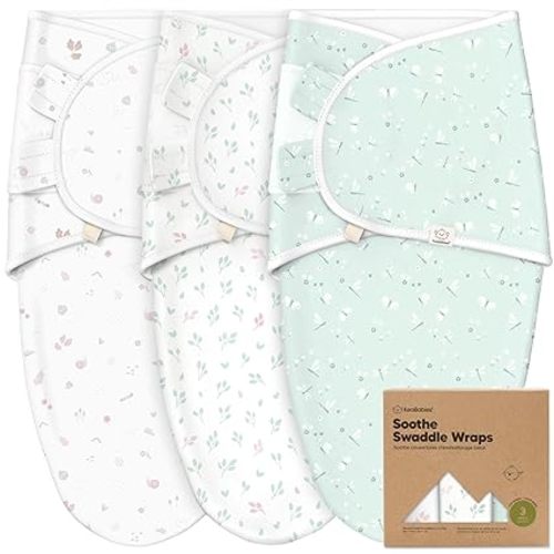 KeaBabies 3-Pack Baby Swaddle Sleep Sack 0-3 Months - 100% Cotton Swaddles for Newborns, Infant, Soft & Breathable Newborn Sleep Sack, Easy To Use Baby Nursery Swaddling Blanket (Garden)