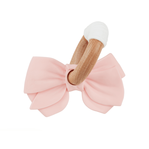 Pink Bow Silicone Ring Teether