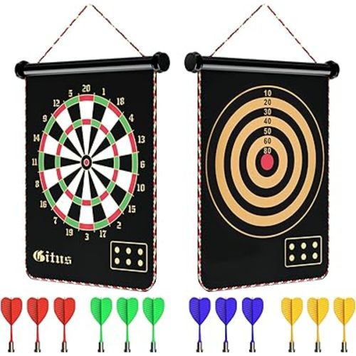 Gitus Magnetic Dart Board Indoor Outdoor Games for Kids with 12 Darts, Gifts for Teenage Boys Teen Boys Gifts Ideas Toys Gifts for 8 9 10 11 12 13 Year Old Boy Game Room Decor