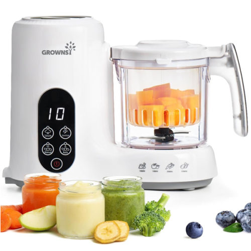 Amazon.com: Grownsy Baby Food Maker, Steamer & Blender Baby Food Processor, White | BPA-Free Elevated Steam Basket, Healthy Homemade Baby Food Purees, Starting Solids & BLW, Baby Feeding Essentials, 6+ Months