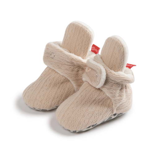 purcolt Unisex Newborn Baby Cotton Booties Winter Warm Fleece Cozy Non-Slip Crib Socks Shoes First Walkers Stay On House Slippers Gripper for Toddler Infant Boys Girls