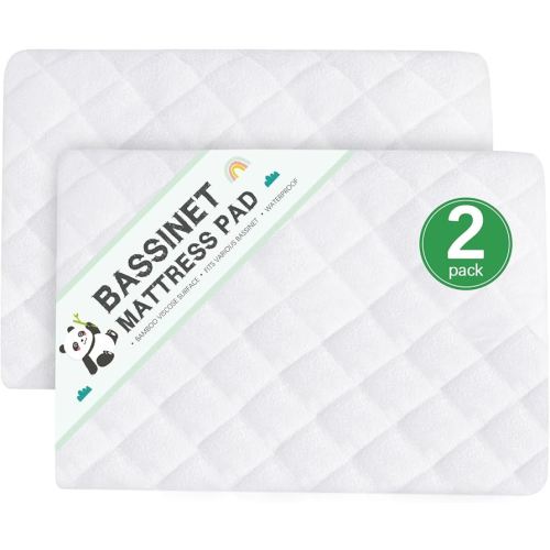 Waterproof Bassinet Mattress Protector, Fit for 17" x 33" Most Mainstream Bassinet Mattress - Rectangle, Hourglass, Oval, Ultra Soft Breathable, Washer & Dryer