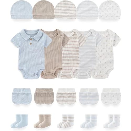Baby Short Sleeve Bodysuits and Accessories Set Cotton Baby Clothes