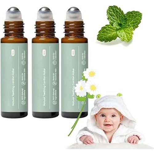 3Pcs Teething Roller, Mamas Teether: Baby Teething Oil Roller, Teething Roller All Natural for Babies, Natural Gentle Teething Relief Roller, Teething Roller All Natural for Babies