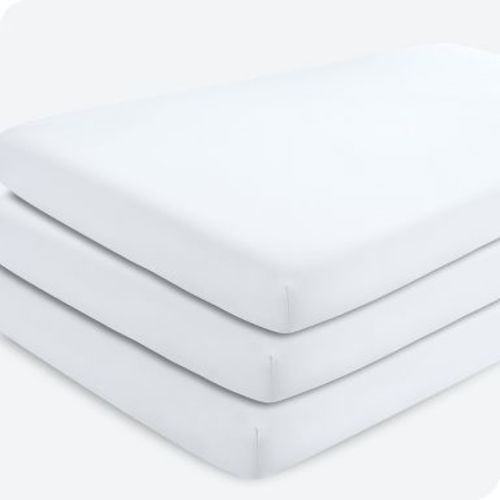 Ultra-Soft Easy Care Fitted Crib Sheet by Bare Home - Crib, White (3 Pack)