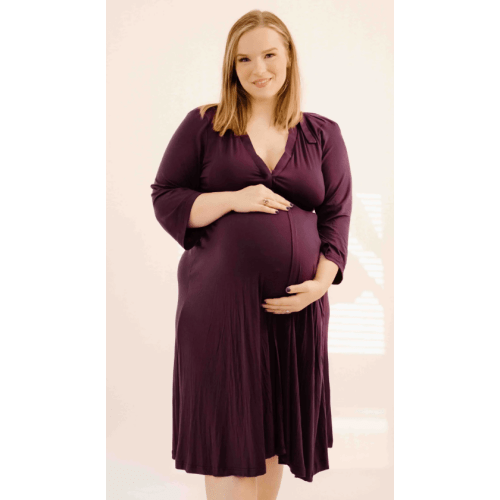 Lila Labor & Postpartum Gown in Plum