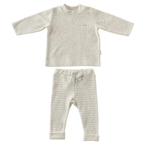 Beige Soft Striped Outfit