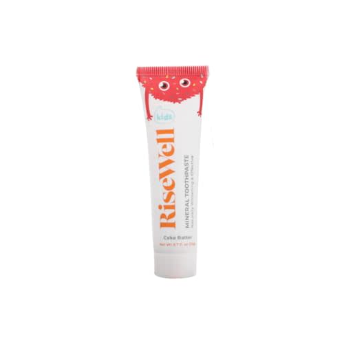 RiseWell Kids Mineral Toothpaste - Hydroxyapatite Toothpaste for Kids - Remineralizing SLS Free Toothpastes, Made by Dentists, Safe to Swallow, No Added Fluoride and All Natural (Cake Batter Flavor)