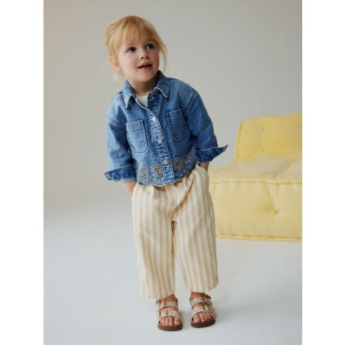 Mid Blue Denim Jacket and Stripe Trousers Set (3mths-7yrs)