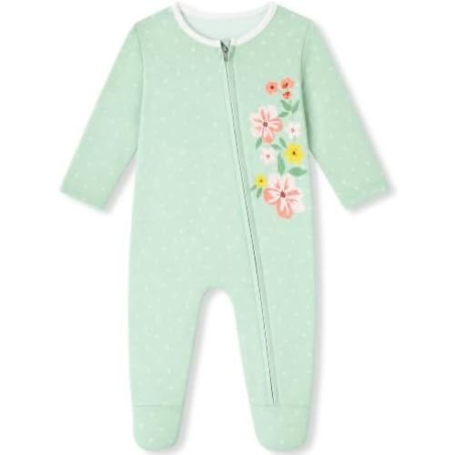Mikrdoo Baby Girls Zipper Footie Pajamas Bamboo Viscose Sleeper Preemie-9M