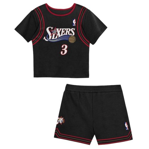 Allen Iverson Philadelphia 76ers Mitchell & Ness Toddler 2-Piece Play by Place T-Shirt & Shorts Set - Black