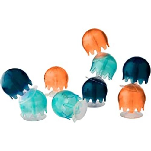 Boon Jellies Suction Cup Bath Toys - Bathtub Baby Sensory Toys - Jellyfish Suction Toys for Bath Time - Navy/Coral - Baby and Toddler Bath Toys - 9 Count - Ages 12 Months and Up