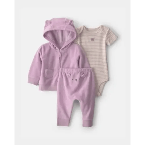 Baby Girl 3-Piece Bear Terry Layering Set - Purple | Carter's